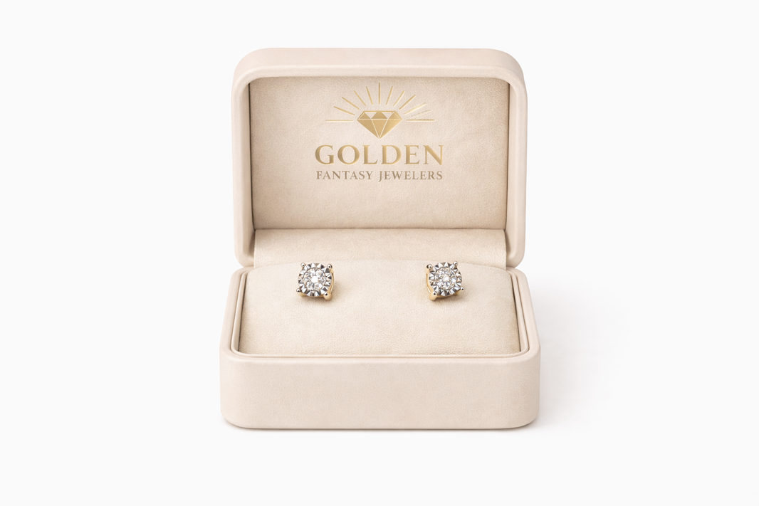 10K Two-Tone Gold Earrings 0.14 ct Natural Diamond