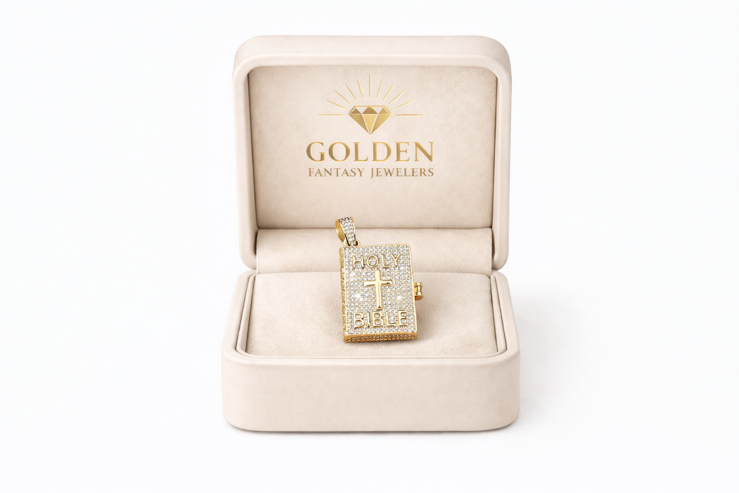 10K Yellow Gold “Holy Bible” Charm 0.50 ct Natural Diamond