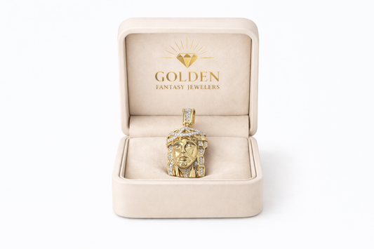 10K Yellow Gold Jesus Charm 0.20 ct Natural Diamond