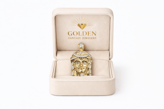 10K Yellow Gold Jesus Charm 0.29 ct Natural Diamond