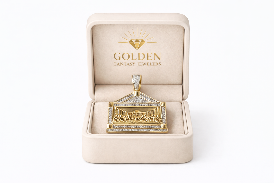 10K Yellow Gold “Last Supper” Charm 0.37 ct Natural Diamond