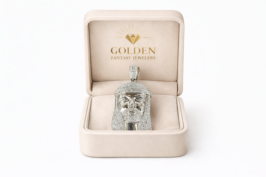 10K White Gold Jesus Charm 1.35 ct Natural Diamond