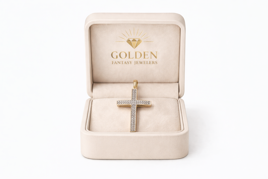 10K Yellow Gold Cross Charm 0.30 ct Natural Diamond
