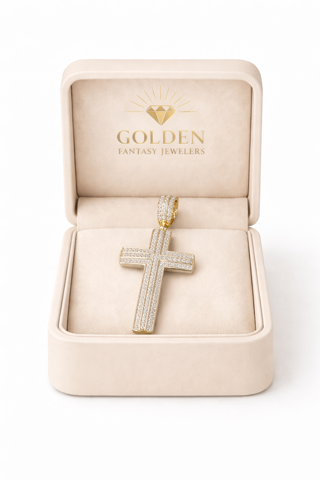 10K Yellow Gold Cross Charm 0.45 ct Natural Diamond