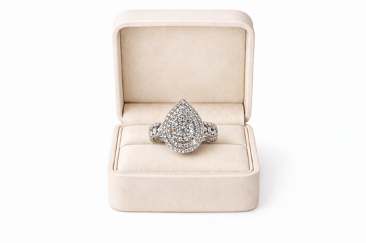 10K White Gold Pear Shape Ring 1.00 ct Natural Diamond