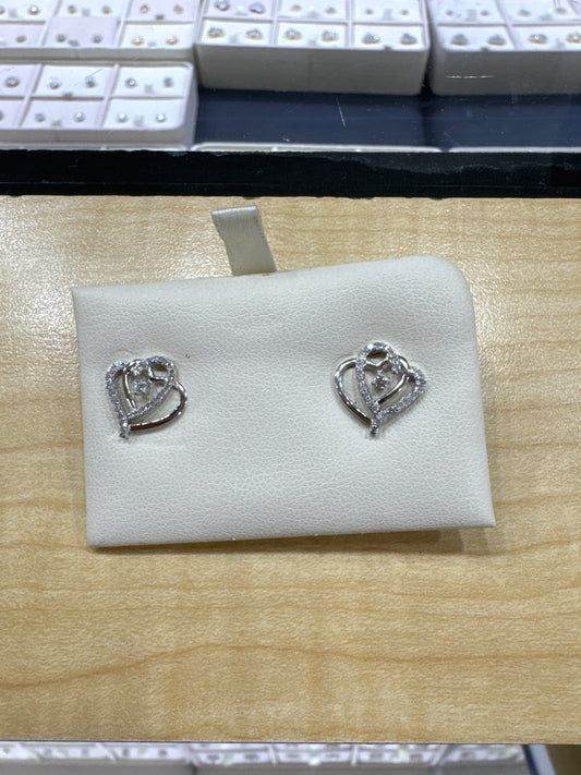 10K White Gold Earrings heart earrings 0.30 ct Natural Diamond, valentines gift