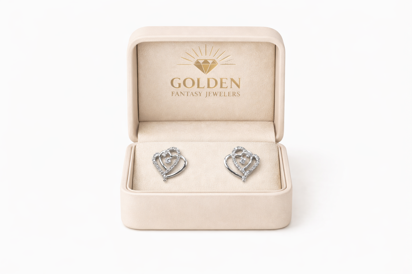 10K White Gold Earrings heart earrings 0.30 ct Natural Diamond, valentines gift