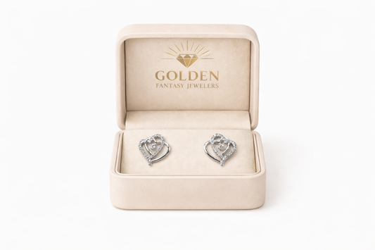 10K White Gold Earrings heart earrings 0.30 ct Natural Diamond, valentines gift