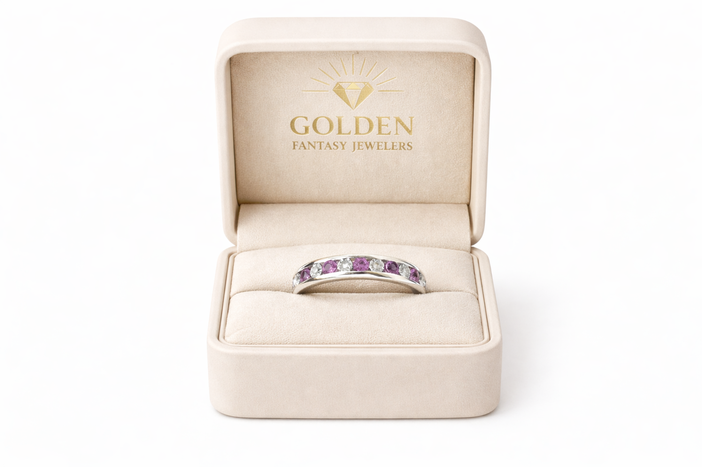 14K White Gold Women's Ring Pink Sapphire Round 0.25 ct 0.25 ct Natural Diamond