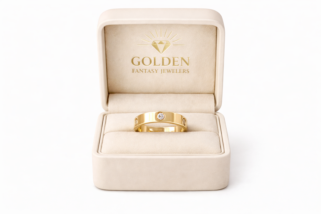 14K Yellow Gold Screw Style Band 0.15 ct Natural Diamond