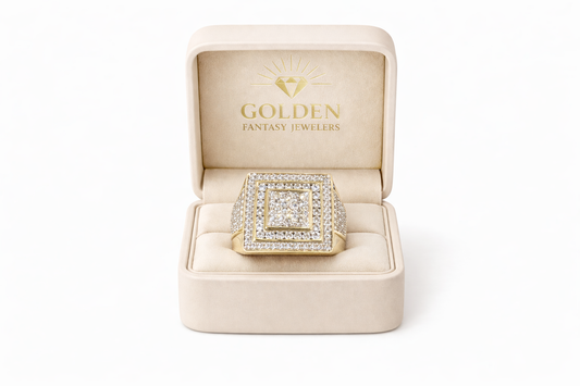 10K Yellow Gold Men's Ring Round Cut 1.60 ct Natural Diamond