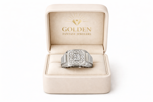 14K White Gold Men's Presidental Style Ring 1.00 ct Natural Diamond