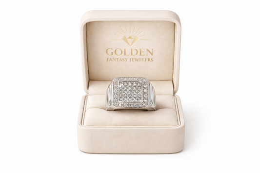 14K White Gold Men's Ring 1.00 ct Natural Diamond