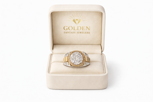 14K Two-Tone Gold Men’s Presidential Style Ring 1.04 ct Natural Diamond