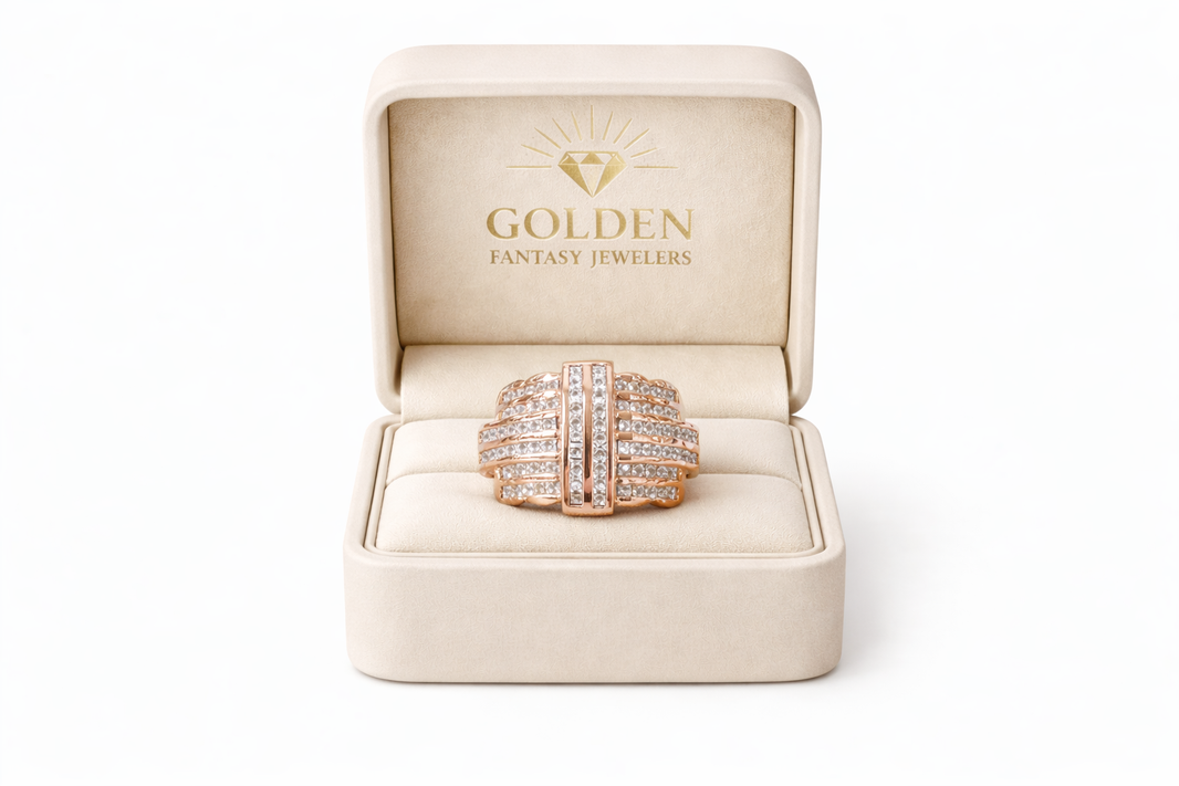 14K Rose Gold Men's Ring 1.75 ct Natural Diamond