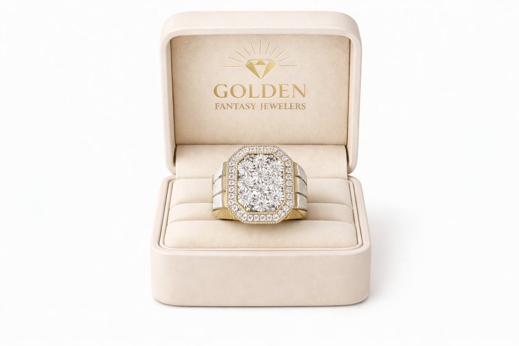 10K Two-Tone Gold Men's Ring 0.75 ct Natural Diamond