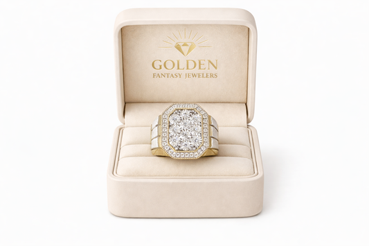 10K Two-Tone Gold Men's Ring 0.75 ct Natural Diamond