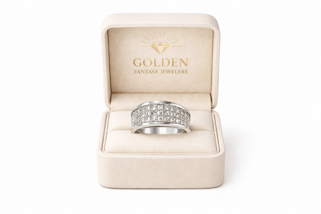 14K White Gold Men's Ring 2.00 ct Natural Diamond