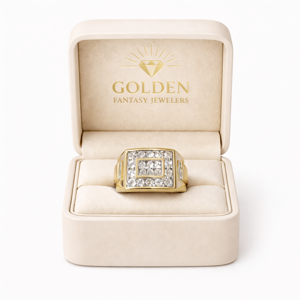 14K Yellow Gold Men's Ring 1.10 ct Natural Diamond