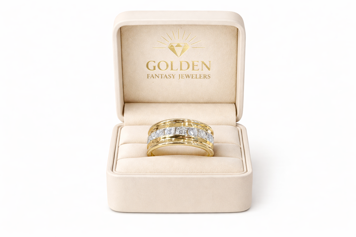 14K Yellow Gold Men's Ring Round 1.28 ct Natural Diamond