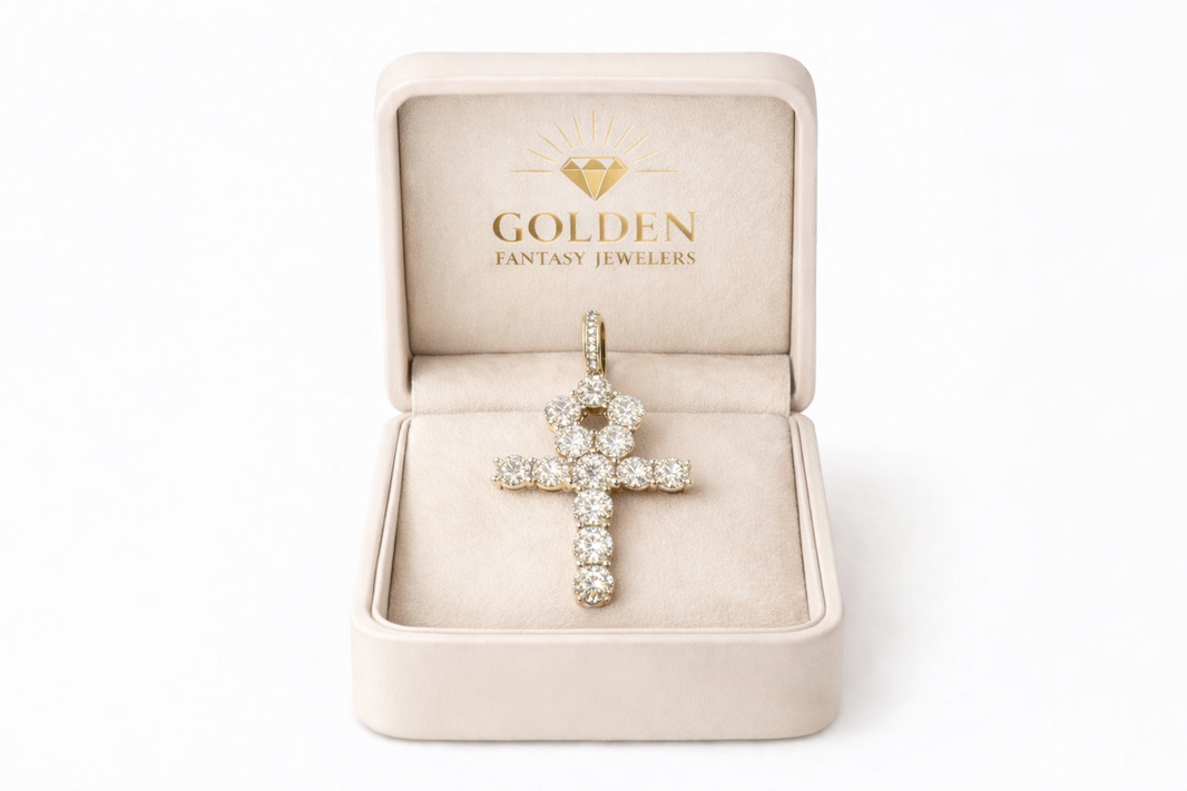 10K Yellow Gold Ankh Charm 0.84 ct Natural Diamond