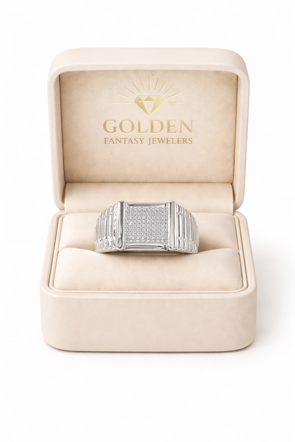 Sterling Silver Men's “Presidential” Ring 0.35 ct Natural Diamond