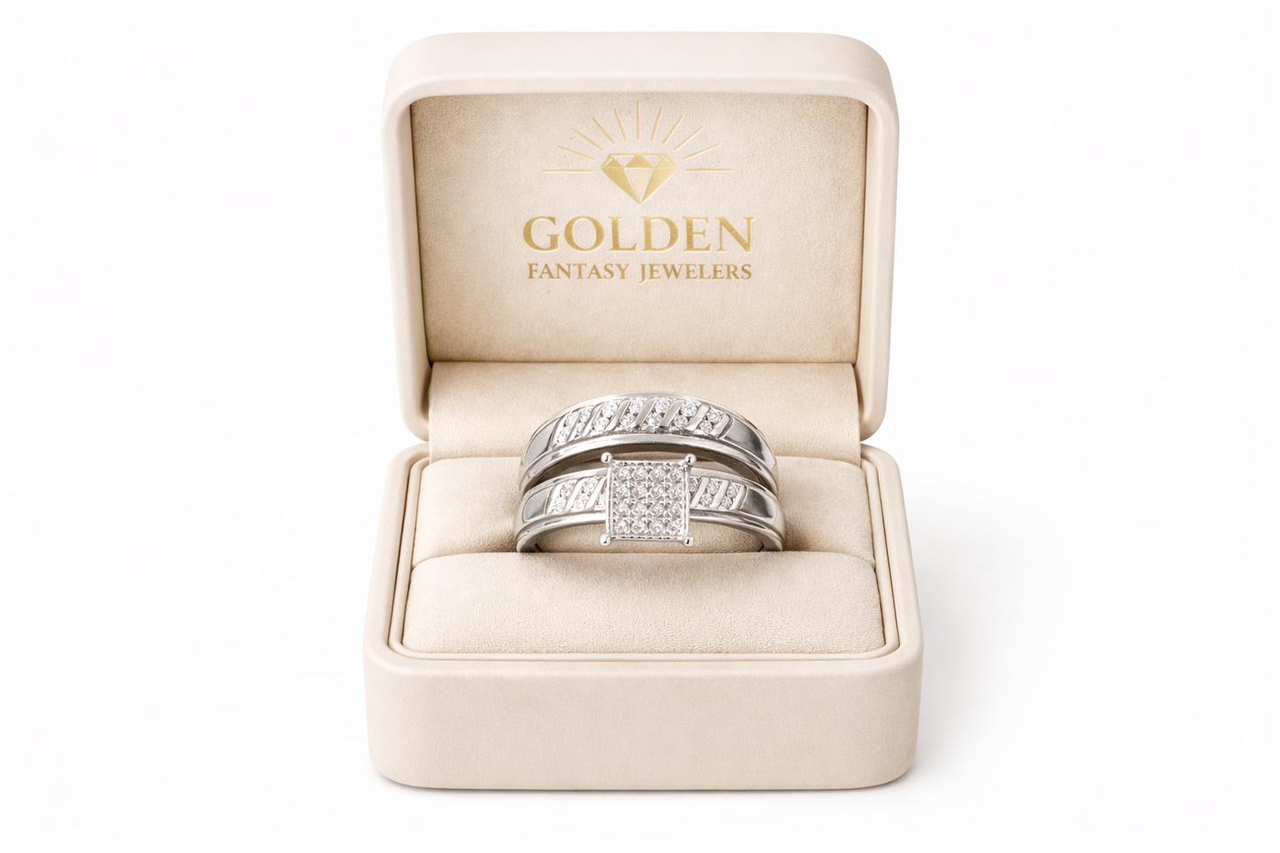 Sterling Silver Ring Wedding Set 0.15 ct Natural Diamond