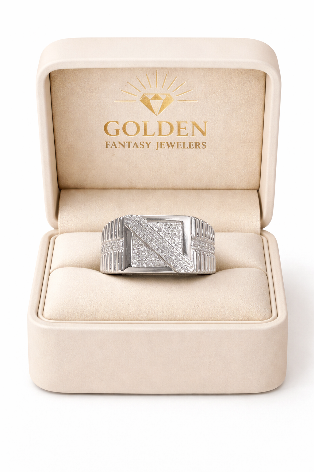 Sterling Silver Men's “Presidential” Ring 0.33 ct Natural Diamond