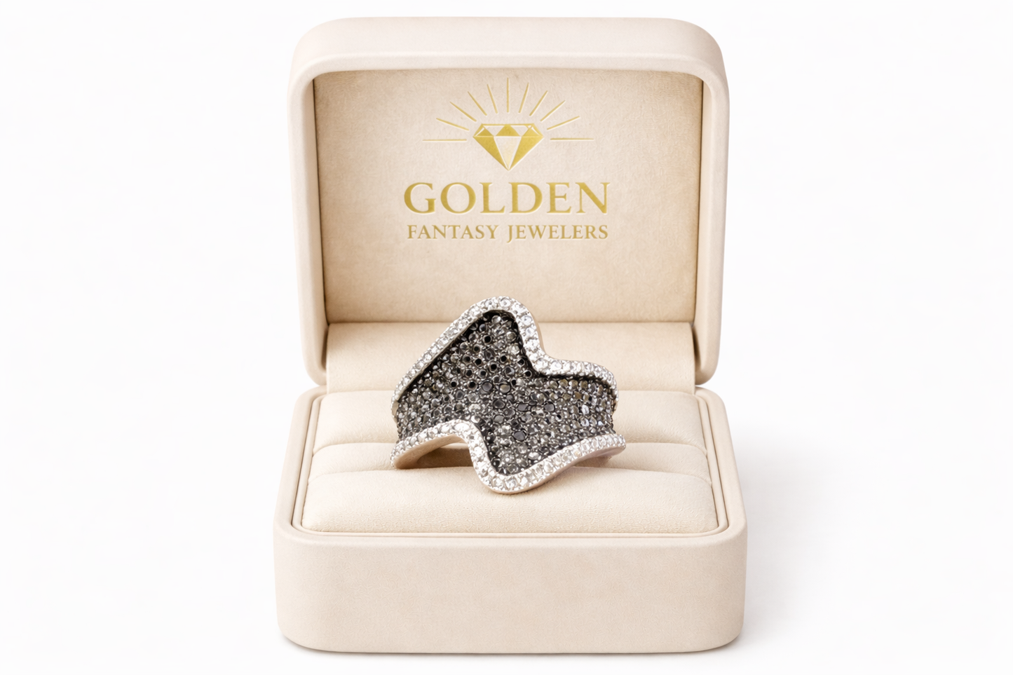 Sterling Silver Ring 0.09 ct Black Natural Diamond