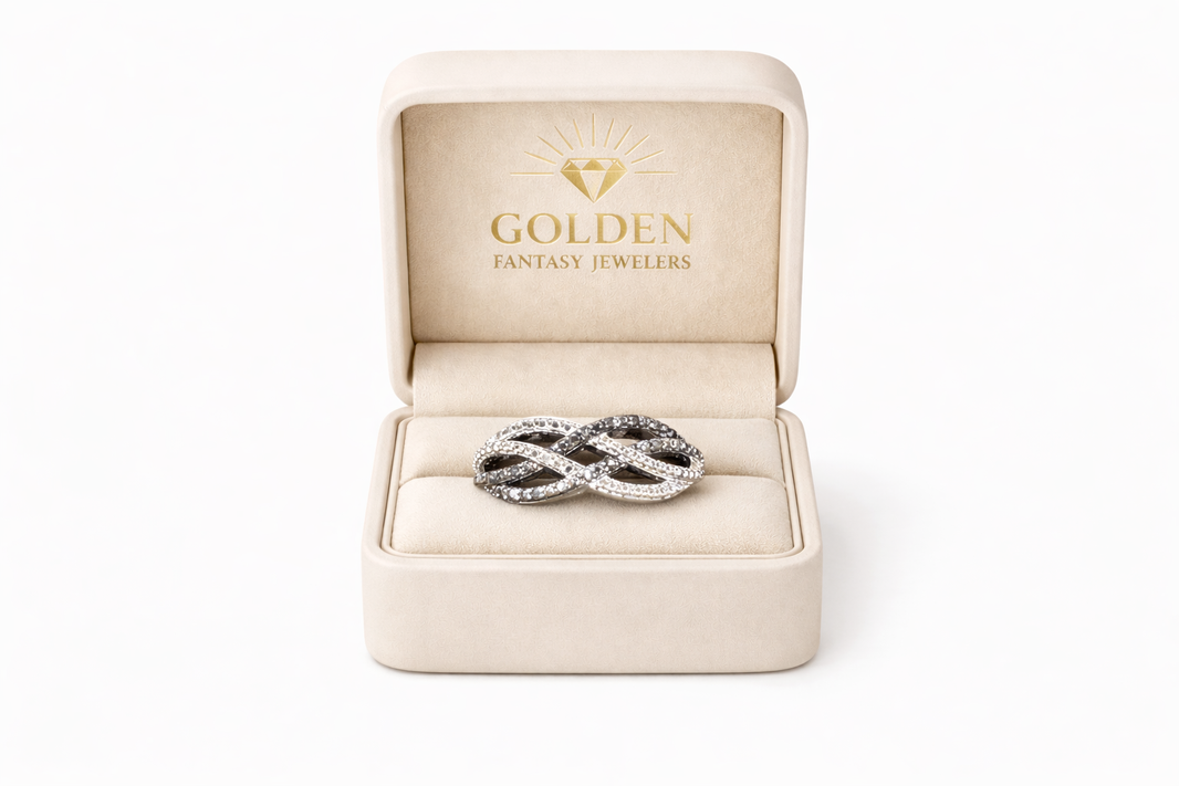 Sterling Silver Women's Ring 0.10 ct Black Natural Diamond