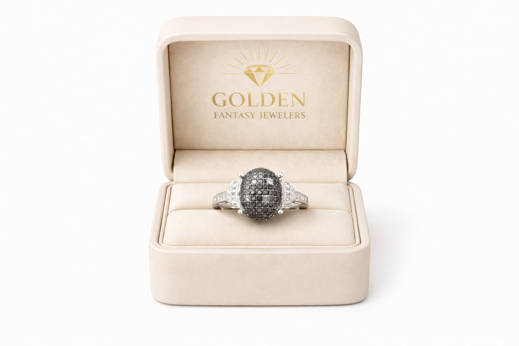 Sterling Silver Ring 0.27 ct Black Natural Diamond