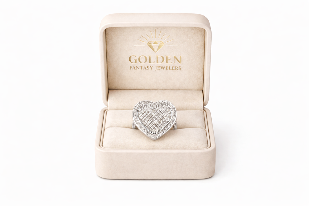Sterling Silver Women’s Heart Ring 0.31 ct Natural Diamond