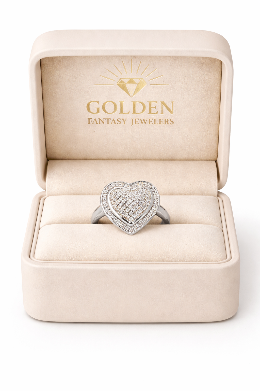 Sterling Silver Women's Heart Ring 0.17 ct Natural Diamond