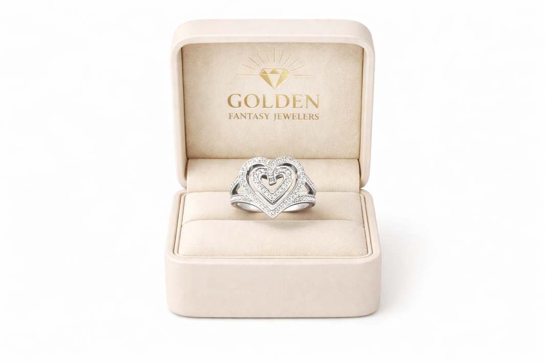 Sterling Silver Women’s Heart Ring 0.08 ct Natural Diamond