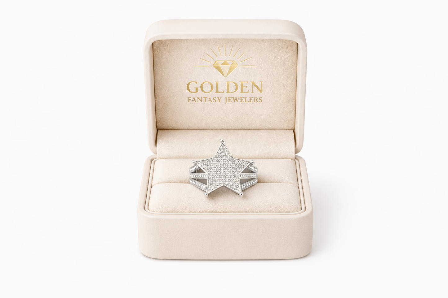 Sterling Silver 5-Point Star Ring 0.30 ct Natural Diamond