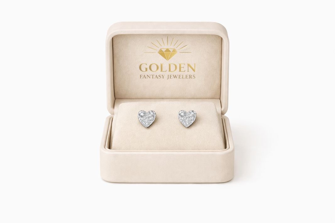 Sterling Silver Heart Earrings 0.33 ct Natural Diamond