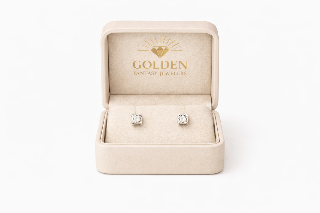 Sterling Silver Earrings 0.05 ct Natural Diamond