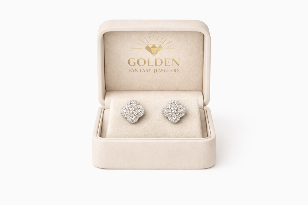 Sterling Silver Clover Earrings 0.25 ct Natural Diamond