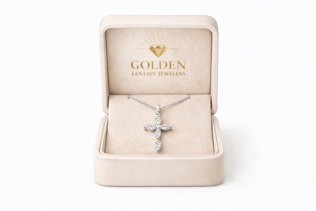 Sterling Silver Cross Charm 0.05 ct Natural Diamond