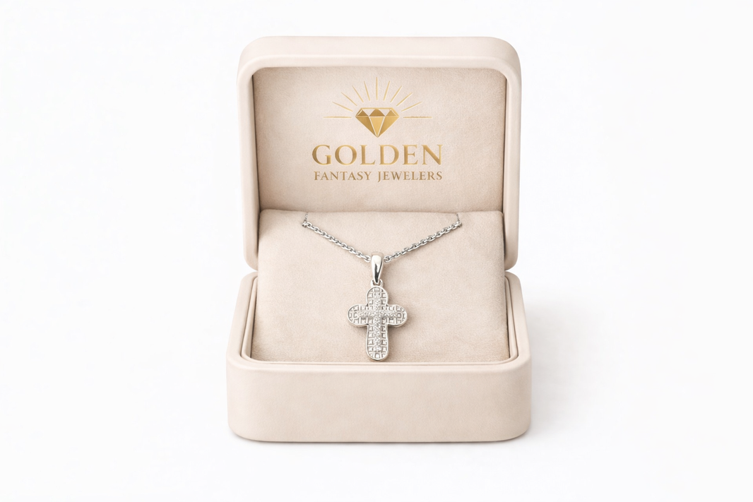 Sterling Silver Cross Charm 0.05 ct Natural Diamond