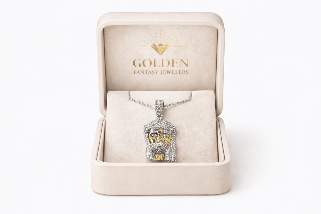 Sterling Silver Jesus Charm Gold Plated 0.25 ct Natural Diamond