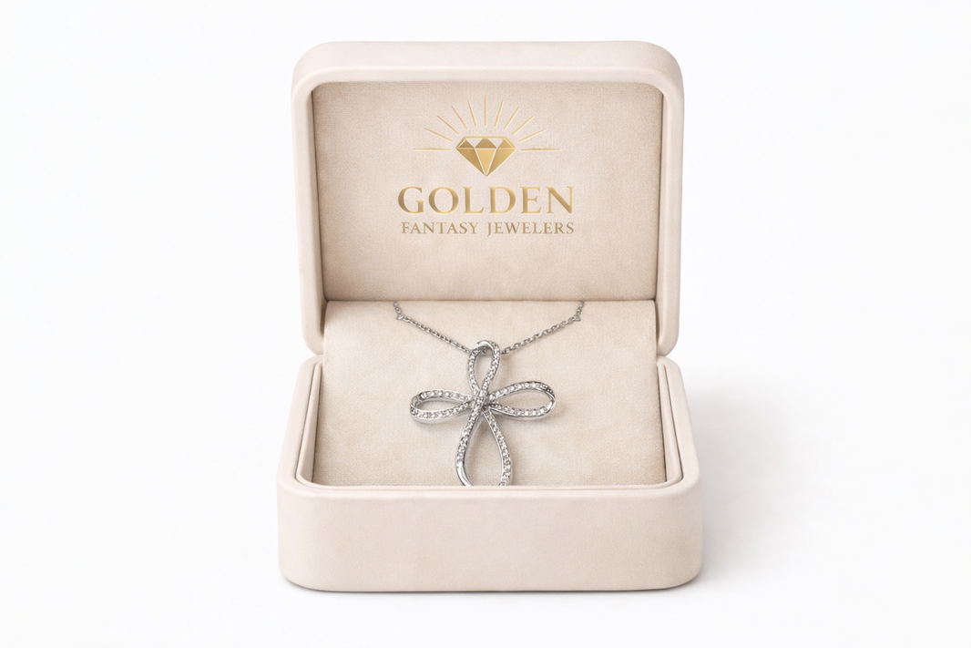 Sterling Silver Cross Charm 0.05 ct Natural Diamond