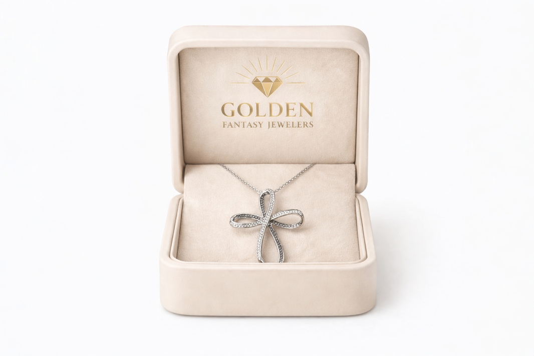 Sterling Silver Cross Charm 0.05 ct Natural Diamond