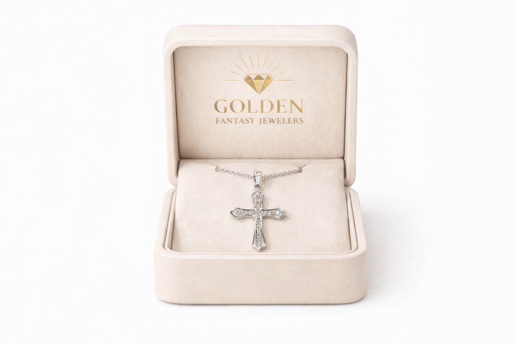 Sterling Silver Cross Charm 0.20 ct Natural Diamond