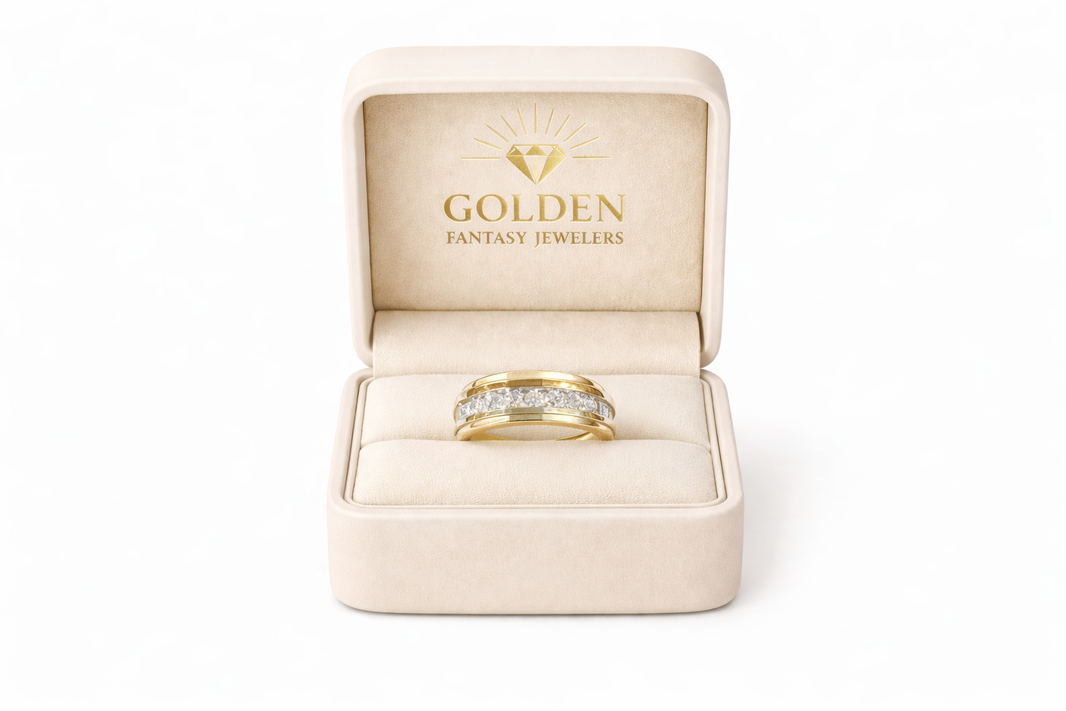 14K Two-Tone Gold Men's Ring 0.48 ct Natural Diamond