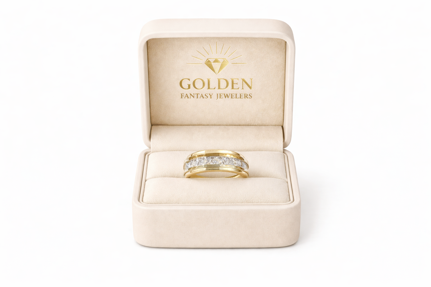 14K Two-Tone Gold Men's Ring 0.48 ct Natural Diamond