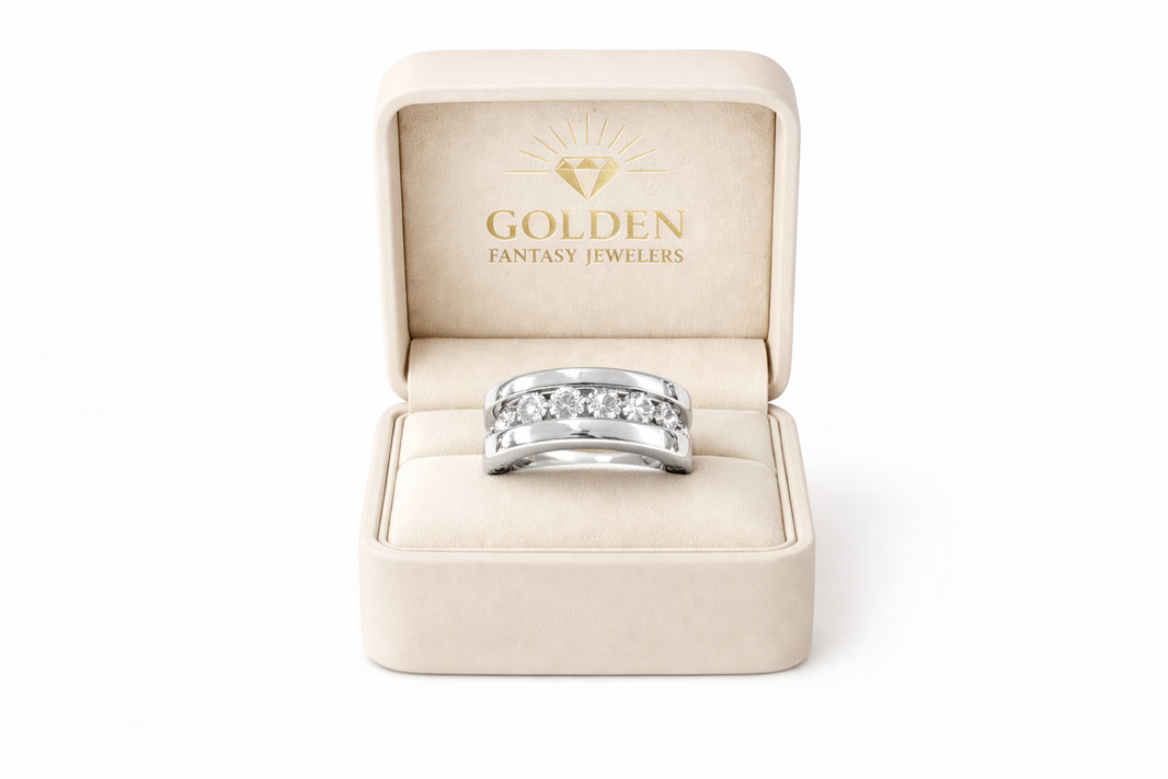 14K White Gold Men's Ring 0.50 ct Natural Diamond