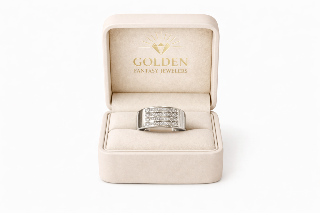 14K White Gold Men's Ring 0.75 ct Natural Diamond