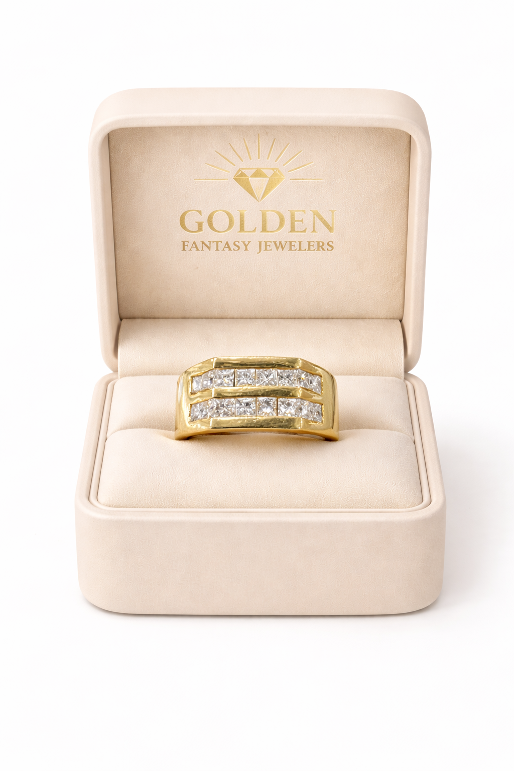 14K Yellow Gold Men's Ring Cushion 2.00 ct Natural Diamond