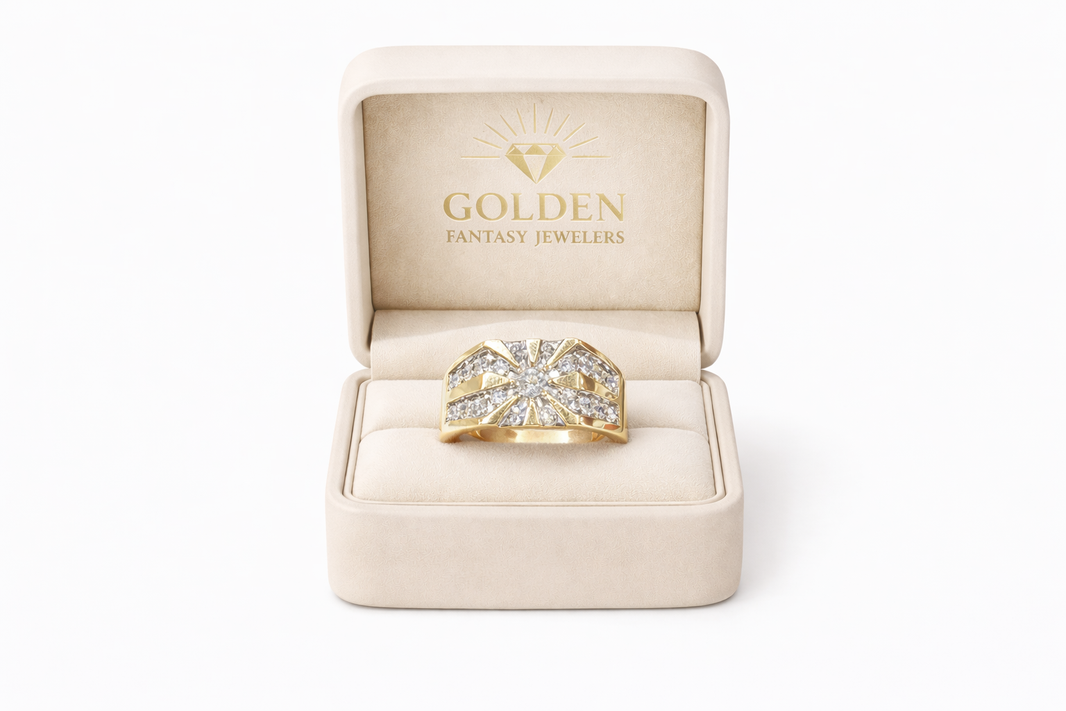 14K Yellow Gold Men's Ring 0.91 ct Natural Diamond